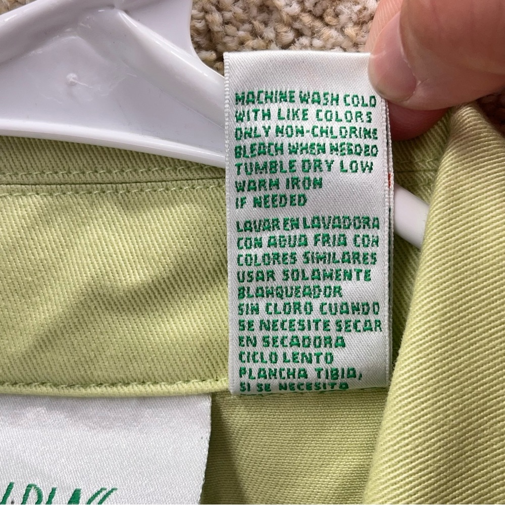 90s Y2K jacket 100% cotton lime green button down notch spring summer NWT flawed - Picture 14 of 16